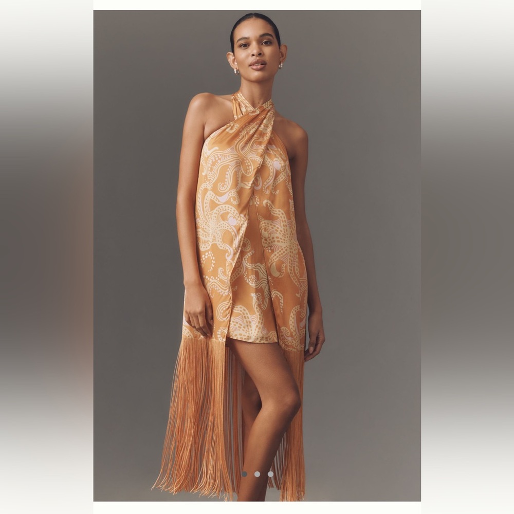 Farm Rio Halter Fringe Dress